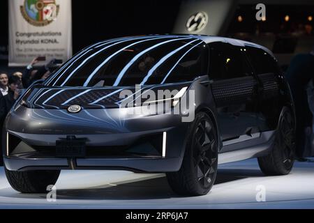 (190115) -- DETROIT, 15 gennaio 2019 -- GAC Motor svela Electric Entranze Concept Vehicle durante il North American International Auto Show a Detroit, Michigan, Stati Uniti il 14 gennaio 2019. ) U.S.-DETROIT-AUTO SHOW ElainexCromie PUBLICATIONxNOTxINxCHN Foto Stock