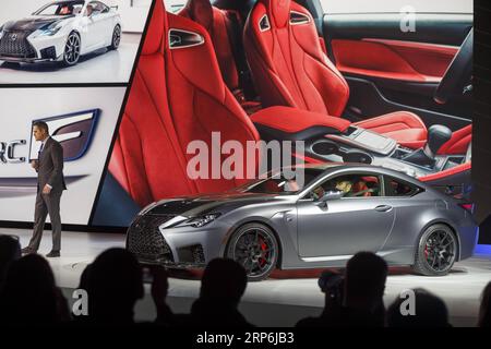 (190115) -- DETROIT, 15 gennaio 2019 -- Lexus rivela la RC F aggiornata durante il North American International Auto Show a Detroit, Michigan, Stati Uniti il 14 gennaio 2019. ) U.S.-DETROIT-AUTO SHOW ElainexCromie PUBLICATIONxNOTxINxCHN Foto Stock