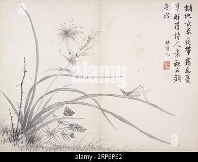 Album di poesia e pittura 1824 di Hu Jiusi Foto Stock