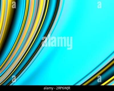 Curve 3d blu, giallo e nero. Illustrazione 3d astratta, rendering 3D. Riflesso e ombra. Foto Stock