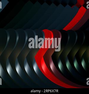 Curve astratte di colore nero e rosso, oggetti 3D. illustrazione 3d, rendering 3d. Foto Stock