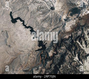 Aerial of Flaming Gorge Reservoir; National Recreation area al confine tra Wyoming e Utah Foto Stock