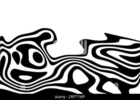 Incredibile effetto Flufy Lines su illustrazione vettoriale in bianco e nero Foto Stock
