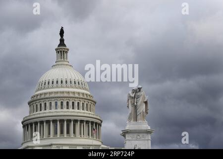 (190124) -- WASHINGTON, 24 gennaio 2019 -- Capitol Hill è visibile a Washington D.C., negli Stati Uniti, il 24 gennaio 2019. Un disegno di legge sostenuto dai democratici per aprire temporaneamente il governo degli Stati Uniti senza finanziare un muro di confine richiesto dalla Casa Bianca non è riuscito a passare il Senato degli Stati Uniti giovedì. ) U.S.-WASHINGTON D.C.-GOVERNMENT-TEMPORARY OPENING-BILL-FAILING LIUXJIE PUBLICATIONXNOTXINXCHN Foto Stock