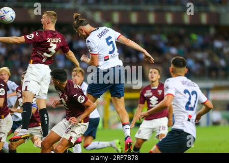 Radu Dragusin del Genoa CFC durante la partita di serie A tra Torino FC e Genoa CFC il 3 settembre 2023 allo Stadio Olimpico grande Torino di Torino, i Foto Stock