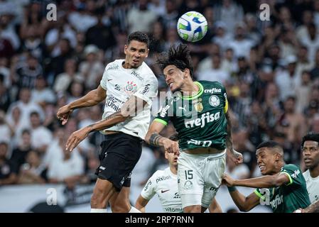 San Paolo, San Paolo, Brasile. 3 settembre 2023. Sao Paulo (SP), 09/03/2023 - BRAZILEIRO/CORINTHIANS X PALMEIRAS - incontro tra Corinthians e Palmeiras, valido per il 22° round del Campionato brasiliano di calcio 2023, tenutosi presso l'Arena Neo Quimica, a Itaquera, nella zona est di San Paolo, questa domenica 3 settembre 2023. (Immagine di credito: © Ronaldo Barreto/TheNEWS2 via ZUMA Press Wire) SOLO USO EDITORIALE! Non per USO commerciale! Foto Stock