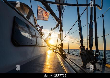 Midsummersail 2023. La più lunga regata del Mar Baltico da Wismar a Toere. Partecipazione di Philipp Hympendahl. Termina la foto sulla boa più a nord Foto Stock