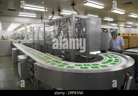 (190219) -- PECHINO, 19 febbraio 2019 (Xinhua) -- i membri del personale lavorano in un laboratorio di Tongrentang, un'azienda farmaceutica con una storia di oltre 300 anni, a Pechino, capitale della Cina, 24 ottobre 2018. L'assistenza sanitaria ha continuato ad attrarre investimenti in Cina, con i fondi che fluiscono nel settore aumentando il 78,64% su base annua a 82,6 miliardi di yuan (12,28 miliardi di dollari USA) nel 2018, il China Daily ha riferito martedì. Anche se gran parte degli investimenti è stato alimentato dalle crescenti richieste sanitarie dell'invecchiamento della popolazione del paese, è stato anche aiutato dalla crescente domanda sanitaria e dalle poliche delle persone Foto Stock