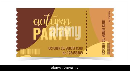 Il modello di layout dei biglietti per la festa d'autunno. Colori autunnali. Design di uno striscione, di un volantino, di un biglietto d'invito. Illustrazione vettoriale piatta. Illustrazione Vettoriale