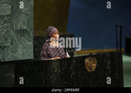 (190311) -- NAZIONI UNITE, 11 marzo 2019 (Xinhua) -- Phumzile Mlambo-Ngcuka, direttore esecutivo delle Nazioni Unite Women, affronta l'apertura della 63a sessione della Commissione sullo status delle donne (CSW63), presso la sede delle Nazioni Unite a New York, 11 marzo 2019. Lunedì, il Segretario generale delle Nazioni Unite Antonio Guterres ha avvertito che esiste una repressione dei diritti delle donne a livello globale. (Xinhua/li Muzi) un-CSW-63A SESSIONE-APERTURA PUBLICATIONxNOTxINxCHN Foto Stock