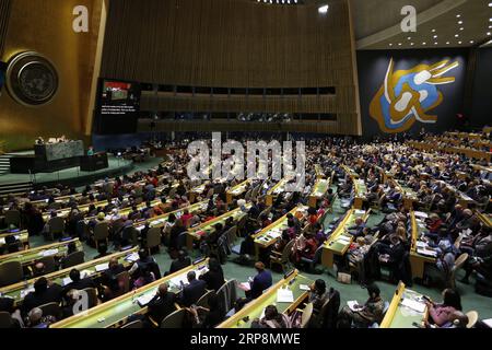 (190311) -- NAZIONI UNITE, 11 marzo 2019 (Xinhua) -- la foto scattata l'11 marzo 2019 mostra l'apertura della 63a sessione della Commissione sullo status delle donne (CSW63), presso la sede delle Nazioni Unite a New York. Lunedì, il Segretario generale delle Nazioni Unite Antonio Guterres ha avvertito che esiste una repressione dei diritti delle donne a livello globale. (Xinhua/li Muzi) un-CSW-63A SESSIONE-APERTURA PUBLICATIONxNOTxINxCHN Foto Stock