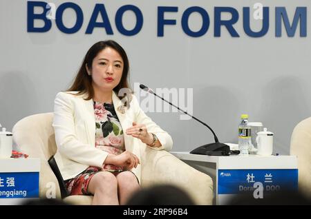 (190326) -- BOAO, 26 marzo 2019 (Xinhua) -- Doranda DOO, vicepresidente senior di iFLYTEK, interviene alla sessione di Data: An untapped Bonanza durante la Conferenza annuale del Forum di Boao per l'Asia 2019 a Boao, nella provincia di Hainan della Cina meridionale, 26 marzo 2019. (Xinhua/Yang Guanyu) CHINA-BOAO FORUM-SESSION (CN) PUBLICATIONxNOTxINxCHN Foto Stock