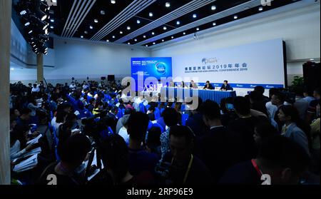 (190326) -- BOAO, 26 marzo 2019 (Xinhua) -- Una conferenza stampa per la conferenza annuale del Forum di Boao per l'Asia (BFA) e le relazioni faro del BFA si tengono a Boao, nella provincia di Hainan, nella Cina meridionale, il 26 marzo 2019. (Xinhua/Yang Guanyu) CHINA-HAINAN-BFA-CONFERENZA STAMPA (CN) PUBLICATIONxNOTxINxCHN Foto Stock