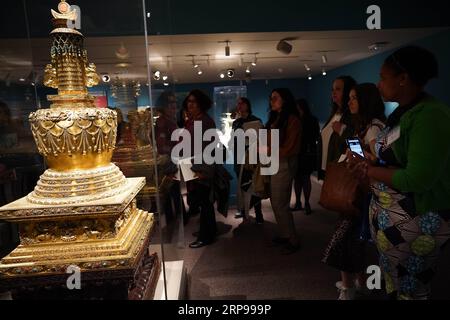 (190329) -- WASHINGTON D.C., 29 marzo 2019 (Xinhua) -- le persone visitano la mostra intitolata Empresses of China S Forbidden City, 1644-1912 durante un'anteprima dei media alla Smithsonian S Arthur M. Sackler Gallery a Washington, D.C., Stati Uniti, il 28 marzo 2019. La mostra inizierà il 30 marzo presso la galleria. (Xinhua/Liu Jie) U.S.-WASHINGTON D.C.-EXHIBITION-CHINA PUBLICATIONxNOTxINxCHN Foto Stock