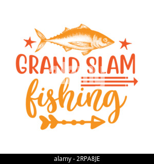 grand salm Fishing, design tipografico t-shirt, stampa tee, SVG freebie, design t-shirt, design t-shirt lettering Illustrazione Vettoriale