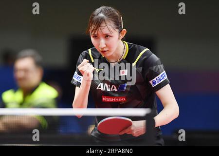 PyeongChang, Repubblica di Corea. 4 settembre 2023. HiNA Hayata (JPN) Ping Tennis : 2023 Asian Table Tennis Championships Women's Teamquarfinal match tra Giappone e India al Pyeongchang Dome di Pyeongchang, Repubblica di Corea . Crediti: Itaru Chiba/AFLO/Alamy Live News Foto Stock