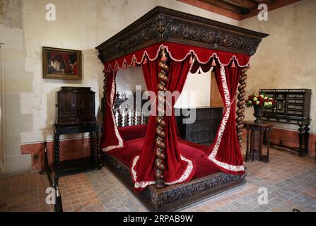 (190502) -- PARIGI, 2 maggio 2019 (Xinhua) -- foto scattata il 1 maggio 2019 mostra la camera da letto di Leonardo da Vinci al Chateau du Clos luce ad Amboise, Francia. Giovedì ricorre il 500° anniversario della morte del maestro rinascimentale Leonardo da Vinci. Il famoso pittore, scultore, scrittore, inventore, scienziato e matematico trascorse i suoi ultimi tre anni ad Amboise come ospite del re francese Francesco I.. (Xinhua/Gao Jing) FRANCIA-AMBOISE-LEONARDO da VINCI-DEATH-ANNIVERSARY PUBLICATIONxNOTxINxCHN Foto Stock