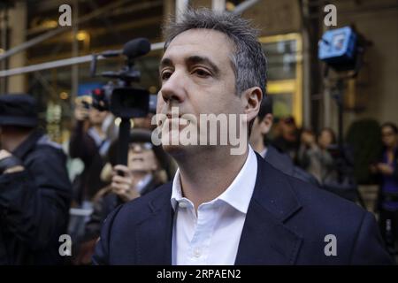 190506 -- NEW YORK, 6 maggio 2019 Xinhua -- Michael Cohen, ex avvocato personale a lungo termine del presidente degli Stati Uniti Donald Trump, lascia il suo appartamento a Manhattan per fare rapporto in prigione a New York, negli Stati Uniti, 6 maggio 2019. Michael Cohen ha iniziato la sua condanna a tre anni di carcere lunedì dopo essersi dichiarato colpevole nel dicembre 2018 di una serie di crimini, tra cui violazioni della finanza della campagna, evasione fiscale e bugie al Congresso. Xinhua/li Muzi U.S.-NEW YORK-MICHAEL COHEN-RAPPORTO AL CARCERE PUBLICATIONxNOTxINxCHN Foto Stock