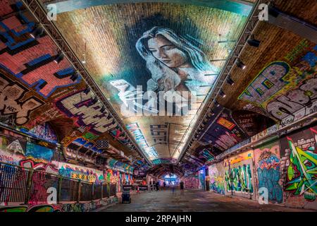 Leake Street, Graffiti Tunnel, Wall Art - Londra Regno Unito Foto Stock