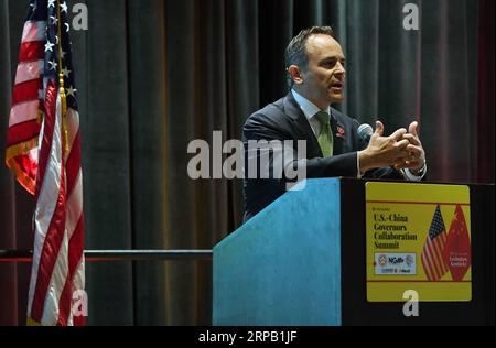 (190524) -- LEXINGTON (Stati Uniti), 24 maggio 2019 -- il governatore del Kentucky Matt Bevin parla durante la quinta Cina-Stati Uniti Governors Forum a Lexington, Kentucky, Stati Uniti, il 24 maggio 2019. La quinta Cina-Stati Uniti Il Forum dei governatori è stato chiuso qui venerdì. ) U.S.-KENTUCKY-LEXINGTON-FIFTH CHINA-U.S. FORUM DEI GOVERNATORI LixRui PUBLICATIONxNOTxINxCHN Foto Stock