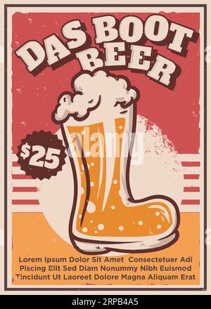 modello di poster promozionale das boot beer. formato vector flyer sstyle vintage Illustrazione Vettoriale