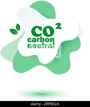 Emissioni di CO2 neutra. Impronta di diossyde di carbonio neutro Stiker Illustrazione Vettoriale