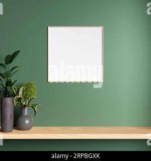 Mockup minimalista con cornice per poster fotografici nell'interno del soggiorno Foto Stock