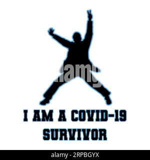 Sono una t-shirt tipografica Survivor covid 19, stampa tee, calligrafia, lettering, disegni t-shirt, T-shirt silhouette Illustrazione Vettoriale