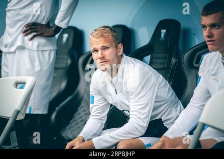 Malmoe, Svezia. 3 settembre 2023. Oscar Lewicki del Malmoe FF visto durante l'Allsvenskan match tra Malmoe FF e IFK Gothenburg all'Eleda Stadion di Malmoe. (Foto: Gonzales Photo/Alamy Live News Foto Stock
