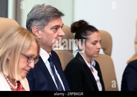 (190611) -- SARAJEVO, 11 giugno 2019 (Xinhua) -- Denis Zvizdic, presidente del Consiglio dei ministri della Bosnia-Erzegovina (BiH), incontra il ministro degli Esteri ceco Tomas Petricek a Sarajevo, Bosnia-Erzegovina, 11 giugno 2019. (Xinhua/Nedim Grabovica) BOSNIA-ERZEGOVINA-SARAJEVO-CZECH FM-MEETING PUBLICATIONxNOTxINxCHN Foto Stock