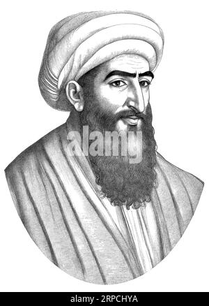 Al-Khwarizmi, in pieno Muḥammad ibn Musa al-Khwarizmi (780–850) Illustrazione Vettoriale