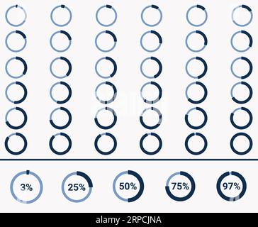 Gruppo infografico del cerchio di caricamento percentuale Illustrazione Vettoriale