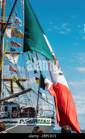 ARM Cuauhtémoc è una nave da addestramento a vela della marina messicana, che prende il nome dall'ultimo Mexica Hueyi Tlatoani Cuauhtémoc durante le Tall Ship Races 2023 Foto Stock