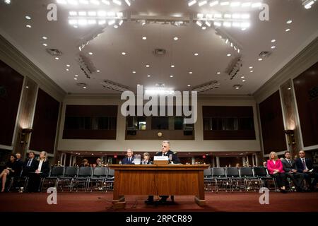 (190711) -- WASHINGTON, 11 luglio 2019 (Xinhua) -- il generale Mark Milley testimonia davanti al Senate Arms Services Committee sulla sua nomina a presidente dei Joint Chiefs of staff di Capitol Hill a Washington D.C., negli Stati Uniti, l'11 luglio 2019. (Xinhua/Ting Shen) U.S.-WASHINGTON D.C.-MILLEY-HEARING PUBLICATIONxNOTxINxCHN Foto Stock