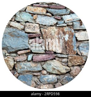 Robusto muro in pietra con taglio blu e beige realizzato a Datca, Turchia, ottimo per sfondi, allineato senza cuciture Foto Stock