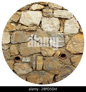 Robusto muro in pietra con taglio blu e beige realizzato a Datca, Turchia, ottimo per sfondi, allineato senza cuciture Foto Stock