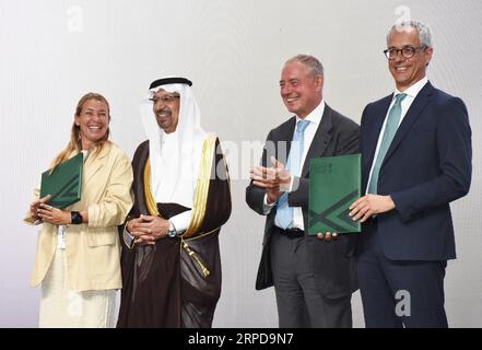 Milano, . 4 settembre 2023. Milano, Italia LForum Italo Saudi Investment 2023 organizzato dal Ministero delle imprese e del Made in Italy con la partecipazione di Adolfo Urso Ministro delle imprese e Made in Italy con Khalid al Falih Ministero degli investimenti saudita nella foto: Adel AlShemmari Credit: Independent Photo Agency/Alamy Live News Foto Stock