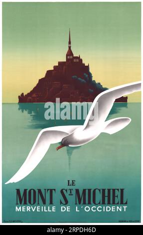 1905 Mont St Michel, Normandia, Francia, poster di viaggio di Fix Masseau con il Foto Stock