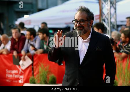 (190817) -- SARAJEVO, 17 agosto 2019 (Xinhua) -- Eugenio Caballero, vincitore dell'Oscar, partecipa al Sarajevo Film Festival di Sarajevo, Bosnia-Erzegovina (BiH) il 16 agosto 2019. Il 25° Sarajevo Film Festival (SFF) ha dato il via venerdì nella capitale della BiH, presentando agli artisti il premio Honorary Heart of Sarajevo, il più alto premio dell'evento. (Foto di Nedim Grabovica/Xinhua) BOSNIA-ERZEGOVINA-SARAJEVO FILM FESTIVAL PUBLICATIONxNOTxINxCHN Foto Stock