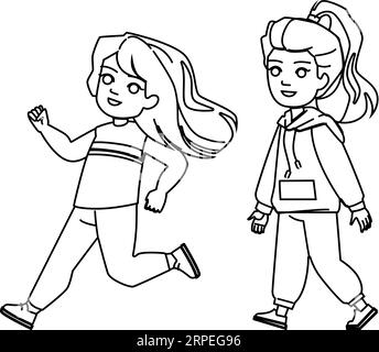 capretto ragazza lento veloce vettore Illustrazione Vettoriale