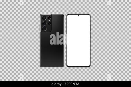 Modello realistico del telefono su sfondo trasparente Illustrazione Vettoriale