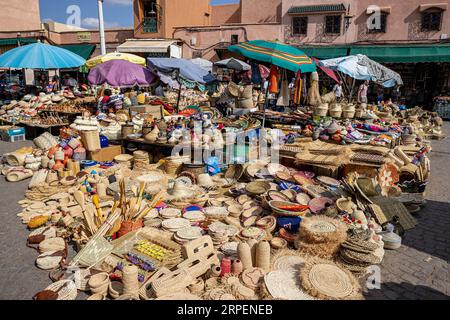 Marocco - Marrakech - Patrimonio dell'Umanità dell'UNESCO - opere di paglia Foto Stock