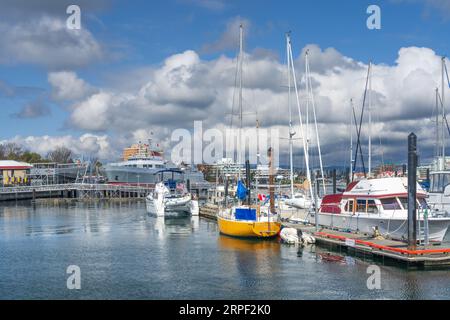 Il porticciolo con barche nel porto interno di Victoria, Vancouver Island, British Columbia, Canada. Foto Stock