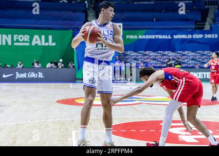 Manila, Filippine. 3 settembre 2023. L'italiano Simone Fontecchio, visto in azione durante il secondo round della Coppa del mondo di pallacanestro FIBA 2023 tra Porto Rico e Italia all'Araneta Coliseum-Manila. Punteggio finale; Italia 73:57 Portorico. Credito: SOPA Images Limited/Alamy Live News Foto Stock