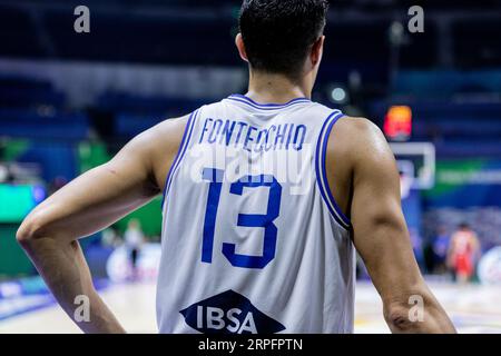 Manila, Filippine. 3 settembre 2023. L'italiano Simone Fontecchio, visto in azione durante il secondo round della Coppa del mondo di pallacanestro FIBA 2023 tra Porto Rico e Italia all'Araneta Coliseum-Manila. Punteggio finale; Italia 73:57 Portorico. Credito: SOPA Images Limited/Alamy Live News Foto Stock