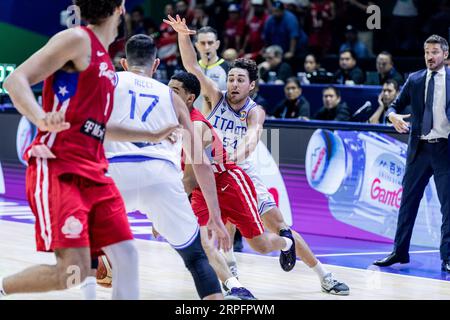 Manila, Filippine. 3 settembre 2023. L'italiano Alessandro Pajola, visto in azione durante il secondo round della Coppa del mondo di pallacanestro FIBA 2023 tra Porto Rico e Italia all'Araneta Coliseum-Manila. Punteggio finale; Italia 73:57 Portorico. Credito: SOPA Images Limited/Alamy Live News Foto Stock