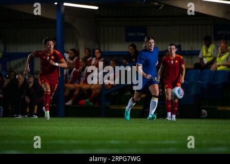 Kingsmeadow Stadium, Londra, Regno Unito, 3 settembre 2023. Maren Mjelde indossava la fascia da capitano per il Chelsea durante la prima metà. Crediti: Frankie Dean / Alamy Live News Foto Stock