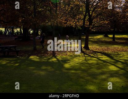 191015 -- ABERDEEN, 15 ottobre 2019 -- le persone godono di tempo libero all'Hazlehead Park ad Aberdeen, Scozia, Gran Bretagna, il 14 ottobre 2019. BRITAIN-ABERDEEN-AUTUMN HanxYan PUBLICATIONxNOTxINxCHN Foto Stock