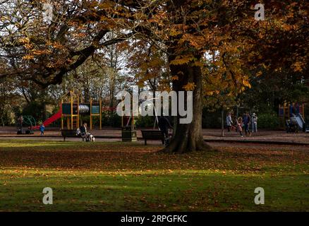 191015 -- ABERDEEN, 15 ottobre 2019 -- le persone godono di tempo libero all'Hazlehead Park ad Aberdeen, Scozia, Gran Bretagna, il 14 ottobre 2019. BRITAIN-ABERDEEN-AUTUMN HanxYan PUBLICATIONxNOTxINxCHN Foto Stock