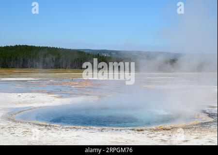 Piscine geotermali nei bacini geyser del parco nazionale di Yellowstone Foto Stock